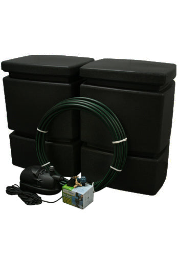 2 x 525 Litre EasyConnect Rainwater Harvesting System - Black
